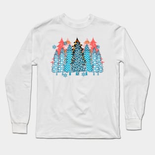 cool leopard pattern christmas trees gift Long Sleeve T-Shirt